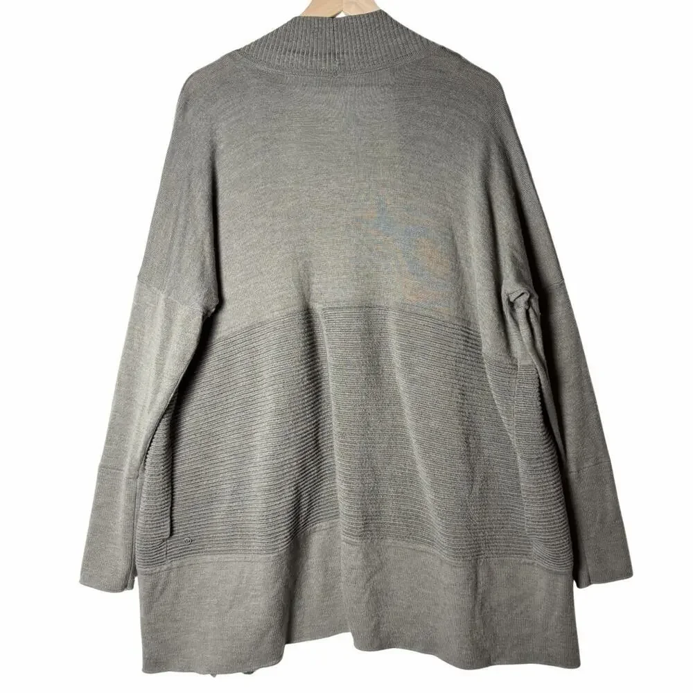 Lululemon Sit In Lotus Wrap II Sweater Cardigan Green Merino Wool Womens Size 10